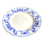 Plat rond sarreguemines en fa�ence bleue, service  corbeille