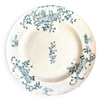 Plat rond en terre de fer bleue
