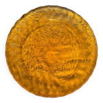 Plat rond en verre ambr atlantic arcoroc france 1950