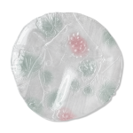 Plat rond vintage 3 compartiments en verre opaque d�cor color� raisins et feuilles de vigne