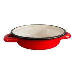 Plat rouge à poignées en métal émaillé Plat rouge à poignées en métal émaillé