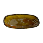 Plat de service ovale ancien vert olive gien france