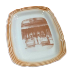 Plat de service polylob de forme rectangulaire en cramique dcor annes 1900