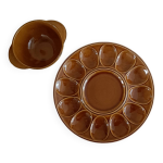 Plat de service  ?ufs et bol  condiments