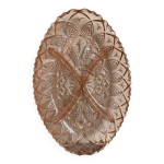 Plat serviteur apéritif en verre moulé rose art déco Plat serviteur apéritif en verre moulé rose art déco