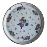 Plat  tarte porcelaine de limoges art dco fleurs et or