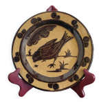 Plat en terre cuite vernisse dauphin annes 50 dcor oiseau