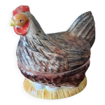 Plat  terrine, zoomorphe poule sur nid, m. caugant, portugal