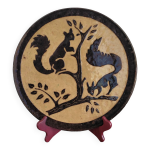 Plat vintage du dauphin en terre cuite vernisse cureuils