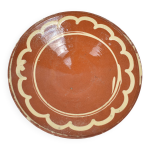 Plat vire omelette terre cuite vernissee d�but xxe si�cle.