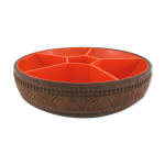 Plateau apéritif compartimenté en plastique orange et marron - emsa w. germany - vintage années 70 Plateau apéritif compartimenté en plastique orange et marron - emsa w. germany - vintage années 70