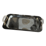 Plateau argenté à anses double dorées 27x46, 5 Plateau argenté à anses double dorées 27x46, 5