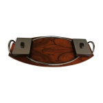 Plateau art d�co noyer massif et �b�ne