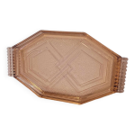 Plateau art dco en verre rose rosaline arcoroc