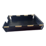 Plateau bureau style jacques adnet cuir noir vintage