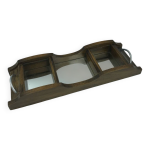 Plateau  compartiment en bois et miroir, ancien vintage