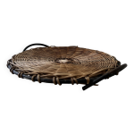 Plateau / corbeille en mtal et rotin