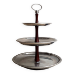 Plateau à dessert tournant à 3 étages par alessi fratelli mod. alfra inox et palissandre 1970 Plateau à dessert tournant à 3 étages par alessi fratelli mod. alfra inox et palissandre 1970