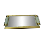Plateau fond miroir forme rectangulaire style art déco avec deux poignées Plateau fond miroir forme rectangulaire style art déco avec deux poignées