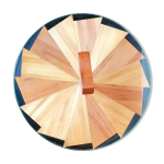 Plateau  fromage bois marqueterie de paille annes 70