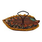 Plateau  fromage en cramique maille en forme de feuille sign vallauris