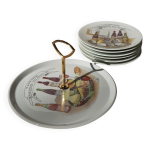 Plateau de fromages en porcelaine avec 6 assiettes assorties Plateau de fromages en porcelaine avec 6 assiettes assorties