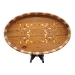 Plateau ovale bois fleurs
