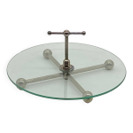 Plateau de prsentation / service verre et mtal argent vintage