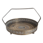 Plateau rond anse laiton oriental - Ø26x17cm Plateau rond anse laiton oriental - Ø26x17cm