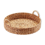 Plateau rond en rotin tress vintage 33 cm