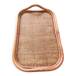 Plateau en rotin et cannage vintage