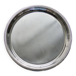 Plateau de service vintage rond m�tal argent� - style bistrot
