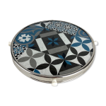 Plateau tournant verre et inox motif carreaux de ciment Plateau tournant verre et inox motif carreaux de ciment
