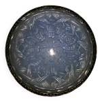Plateau verre bleu art deco, minerve
