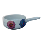 Polon caquelon villeroy et boch motif fleurs annes 70 pop age vintage diam 18 cm peu servi