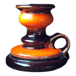 Porte - bougie en cramique fat lava marron et orange