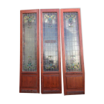 Portes de magasin fin xixem, devanture de mercerie avec vitraux art nouveau