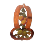 Porte lettre range courrier en bois sculpt� d�cor fruits