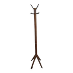 Porte - manteau ancien en bois blond, pieds compas