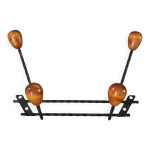 Porte manteaux double barre boules bois Porte manteaux double barre boules bois