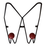 Porte manteau mural mtal noir roger feraud, design 1960 - 1970