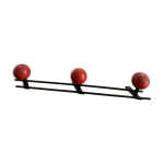 Porte manteaux patre 3 boules rouges en bois