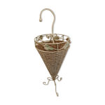 Porte paraphuie en mtal et osier decor floral