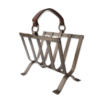 Porte - revues en acier & cuir vintage