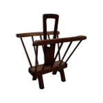 Porte - revues brutaliste en bois massif, annes 60