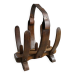 Porte revue en chne et cuir, annes 60 - 70