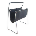 Porte - revues en chrome et cuir noir