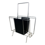 Porte - revues chrome et cuir noir, ann�es 70