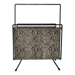 Porte revue design 1970 en mtal et cuir python