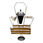 : porte - revue multifonctionnel des annes 50 - 60 en mtal chrom et bois massif